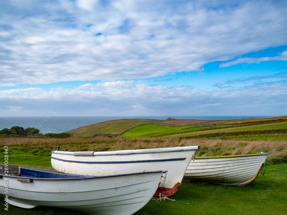 boat on the ocean countryside of england