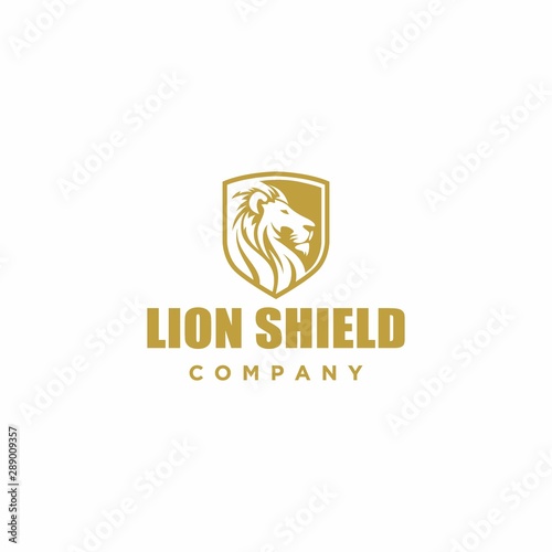 Fototapeta Naklejka Na Ścianę i Meble -  Lion shield logo modern design template ,Lion head logo ,Element for the brand identity ,Vector illustration EPS 10