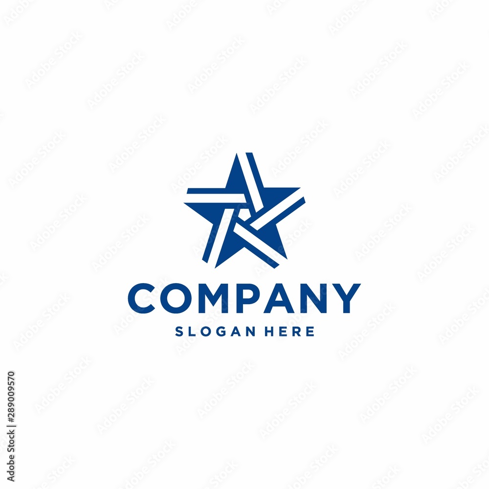 Star logo with line color blue design modern template EPS 10