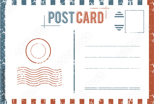 Blank vintage post card and font duo template with stamp.vector illustration