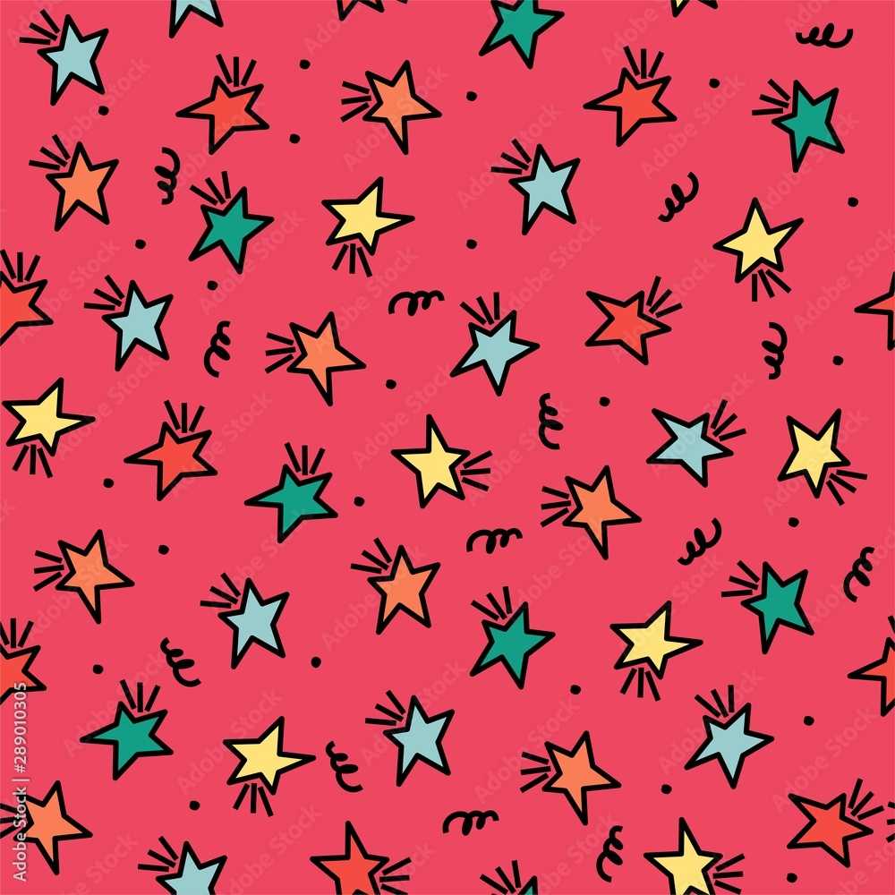 Seamless vector pattern with stars. Bright, colorful background for kids products.