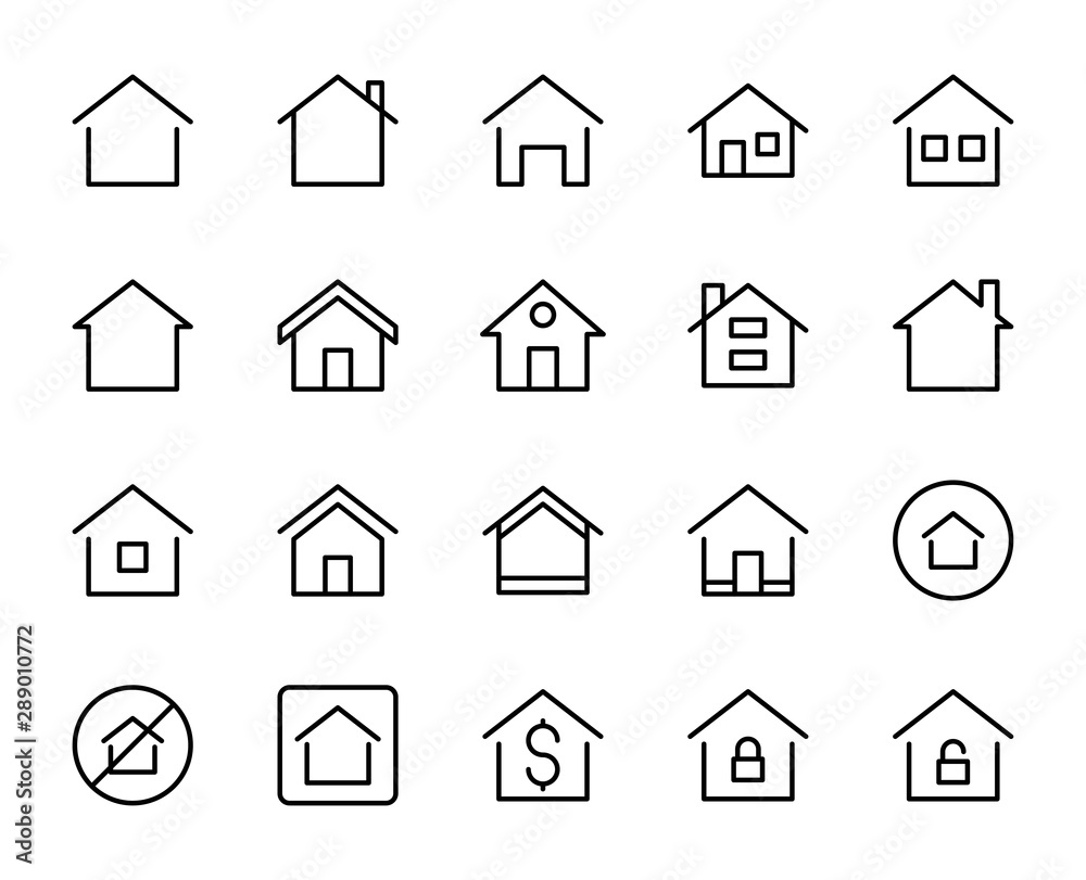 House line icon set. Collection of vector symbol in trendy flat style on white background. Web sings for design.