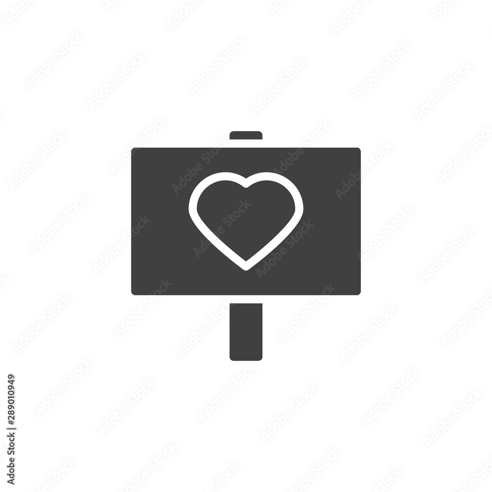 Heart signboard vector icon. filled flat sign for mobile concept and web design. Love peace glyph icon. Valentine day symbol, logo illustration. Vector graphics Heart signboard vector icon. filled flat sign for mobile concept and web design. Love peace glyph icon. Valentine day symbol, logo illustration. Vector graphics