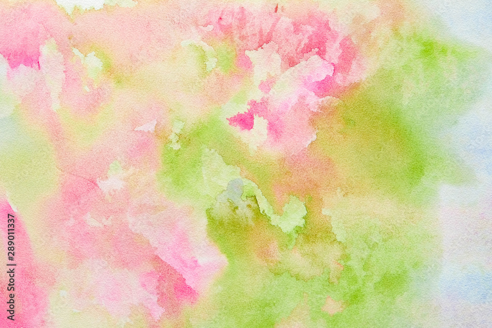 Abstract pink-green watercolor background, bright, contrast splashes, drops, smudges. Artistic background with paper texture. Abstract pink-green watercolor background, bright, contrast splashes, drops, smudges. Artistic background with paper texture.