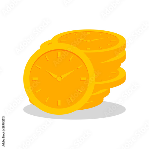Time is money icon. Flat. Isolated on white background. 
