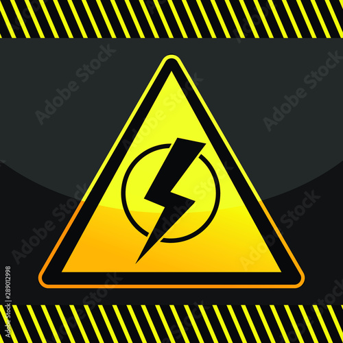Power outage, warning poster in yellow and black with a triangular icon of electricity