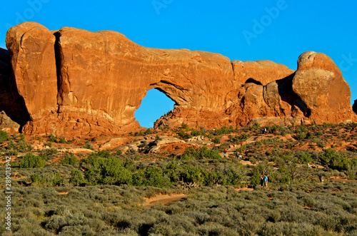 Canvas Print North window consisting of Jurassic-age Dewey Bridge Member of the Carmel Formation, Arches National Park, Utah