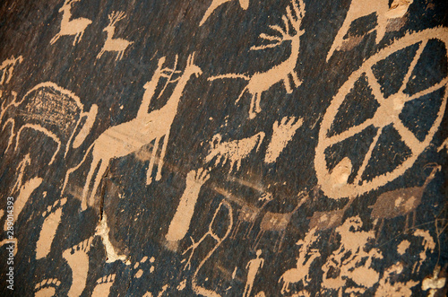 Hunting scene petroglyph, Newspaper Rock, Utah photo