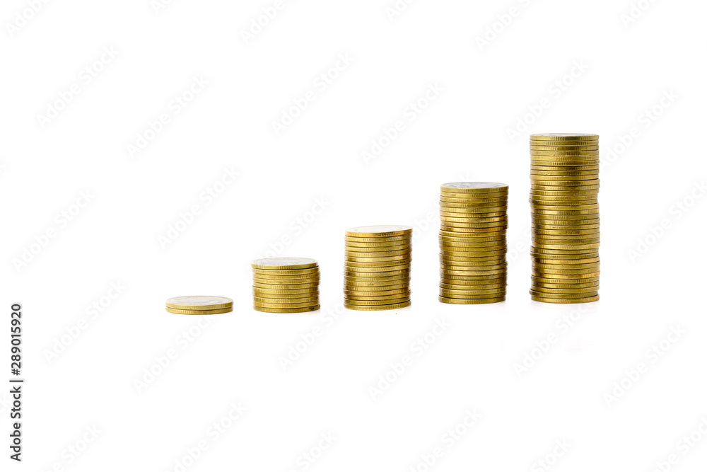 Saving money concept, coin stack growing business Saving money concept, coin stack growing business