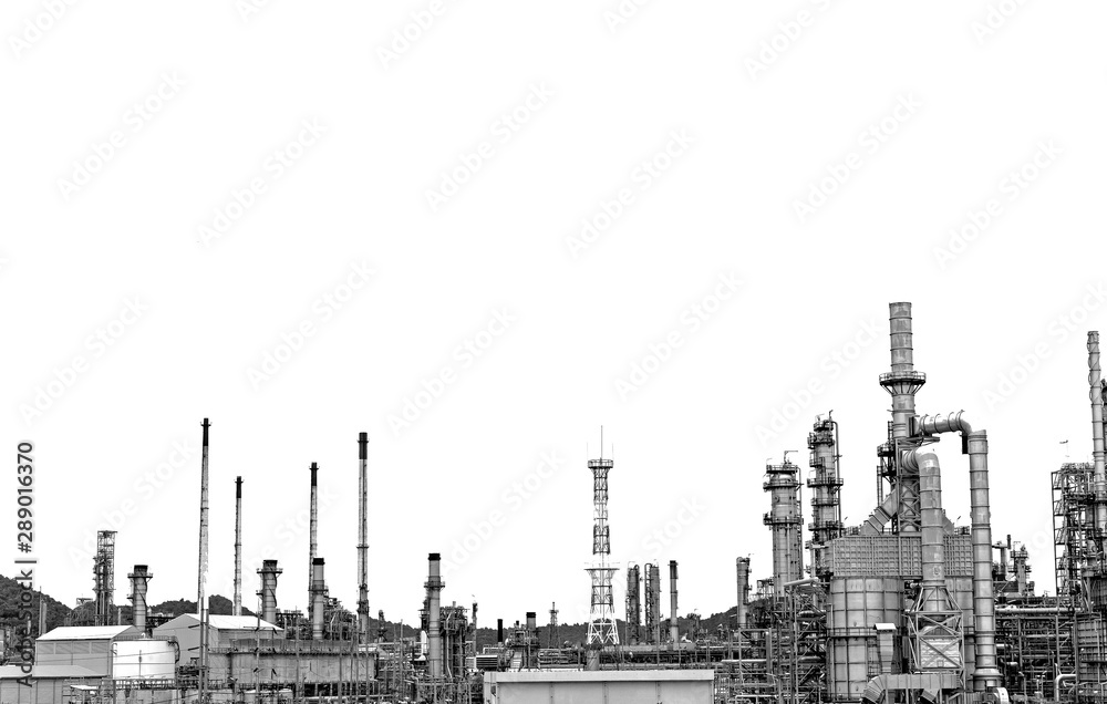 Obraz premium Oil and gas industry,refinery factory,petrochemical plant area at white background.