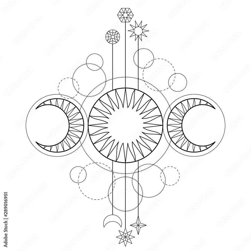 Triple moon magic and astronomy vecor tattoo symbol Stock Vector Adobe Stock Triple moon magic and astronomy vecor tattoo symbol Stock Vector Adobe Stock