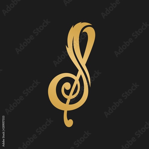 Song writer logo design with feather quill concept