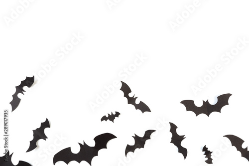 Halloween paper decorations on white background. Halloween concept. Flat lay, top view, copy space - Image