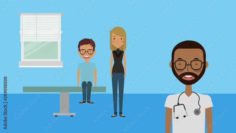 professional doctor with patients medical characters professional doctor with patients medical characters