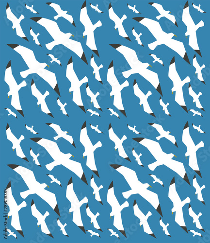 seamless pattern with sea gulls