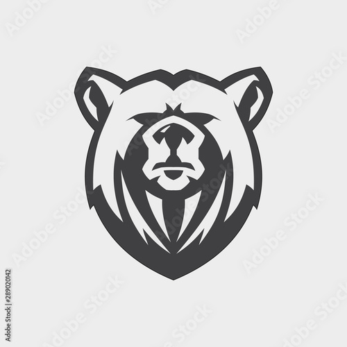 Bear head mascot vector for emblem design with color grey