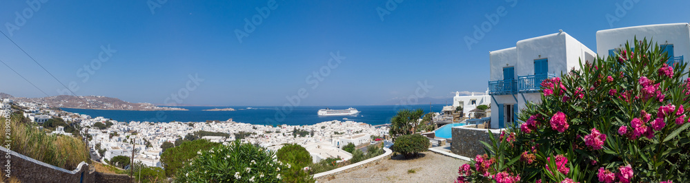 Beautiful view of white seaside town in summer