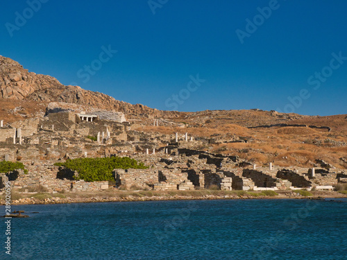 Picturesque view of antique ruins on seashore