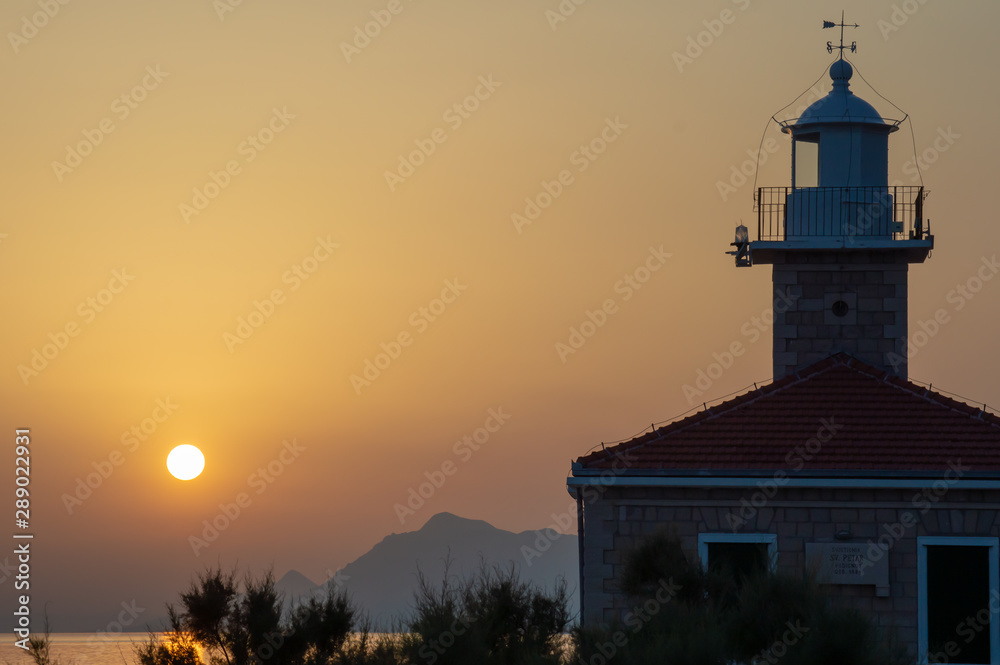 Sunset on Adriatic sea in Makarska, Croatia 