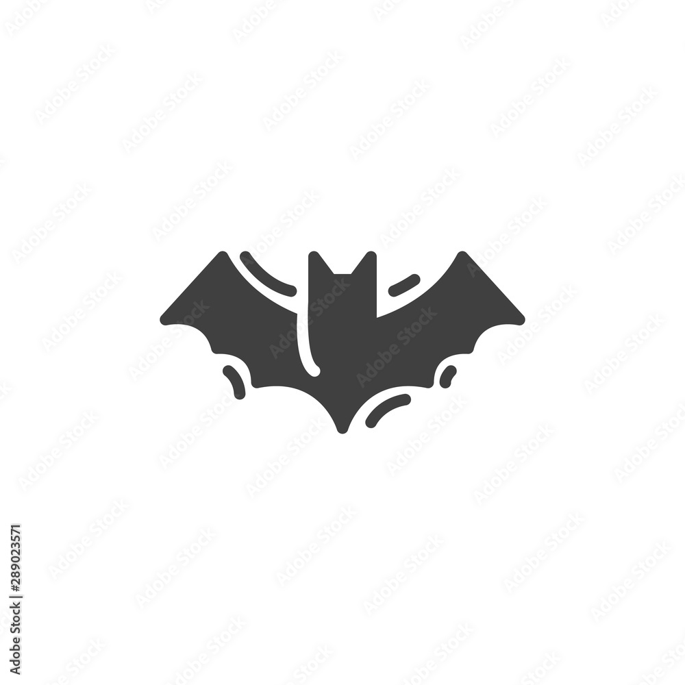 Halloween bat vector icon. filled flat sign for mobile concept and web design. Flying bat glyph icon. Symbol, logo illustration. Vector graphics