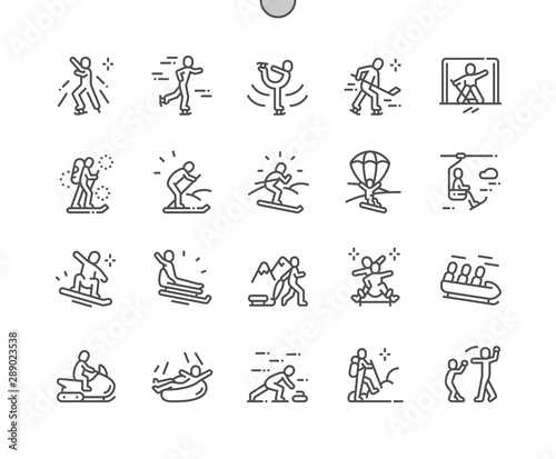 Leisure activities in winter Well-crafted Pixel Perfect Vector Thin Line Icons 30 2x Grid for Web Graphics and Apps. Simple Minimal Pictogram