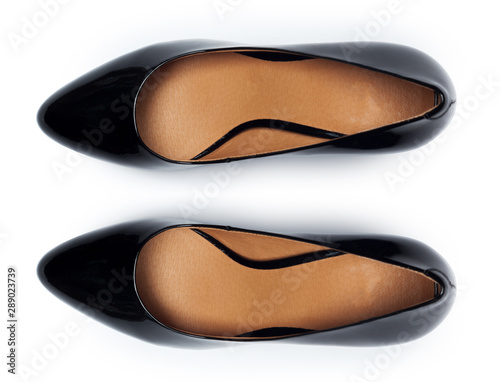 Female shoes on a white background. Top view.