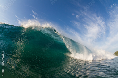 huge wave in hawaii breaking close up