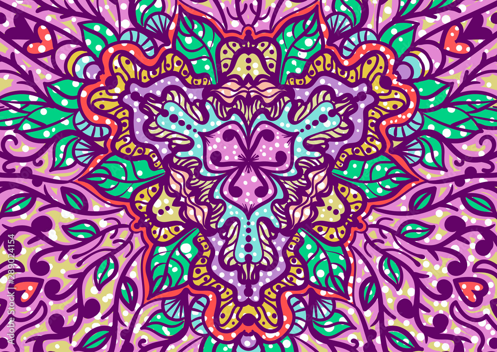 color pattern of lines and doodles, flower