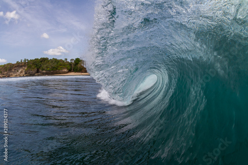 inside a tube of a wave in Bali, indonesia island