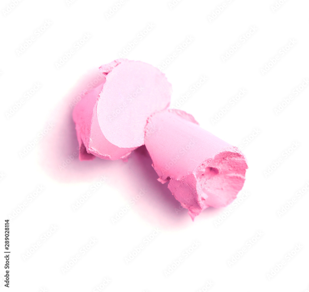 Pink Lipstick smudge texture isolated on white. Top view, flat lay Pink Lipstick smudge texture isolated on white. Top view, flat lay