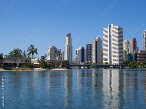 On The Nerang River With A View Of Surfers Paradise On The Gold Coast © mcgimpseymike