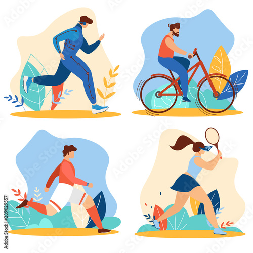 Summer Time Sport Activities Set Sports Exercises