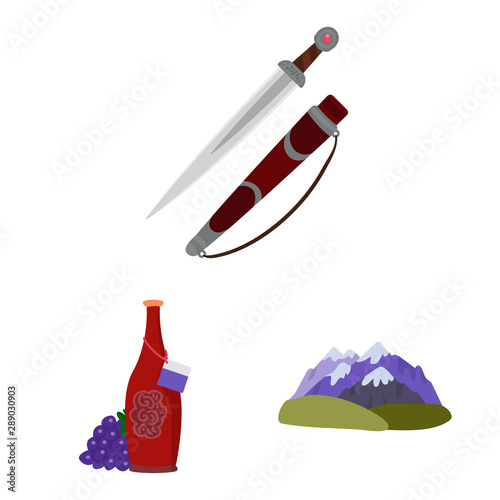 Isolated object of Caucasus and traditions icon. Collection of Caucasus and attributes vector icon for stock.