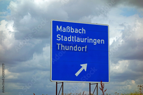 autobahnschild, maßbach, stastlauringen, thundorf photo