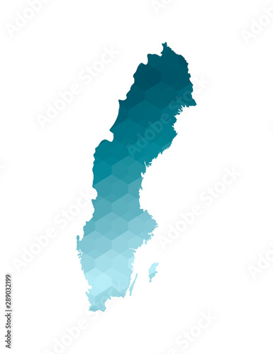 Fotografia Vector isolated illustration icon with simplified blue silhouette of Sweden map