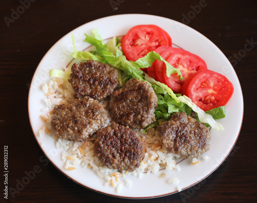 meatball rice meal serving plate