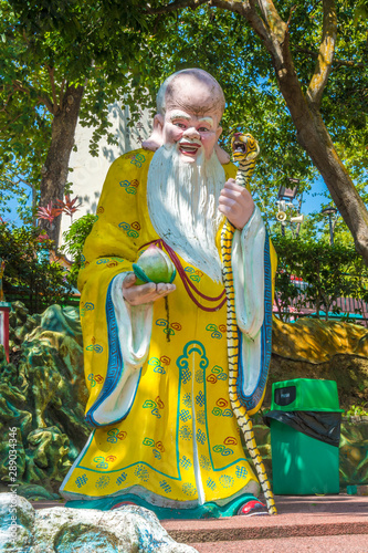 The Sanxing Fu Lu Shou so called Three Stars, who are Prosperity, Status and Longevity statue at Haw Par Villa is a theme park at Singapore. photo