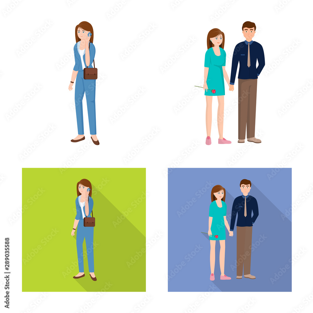 Vector design of character and avatar icon. Collection of character and portrait vector icon for stock.