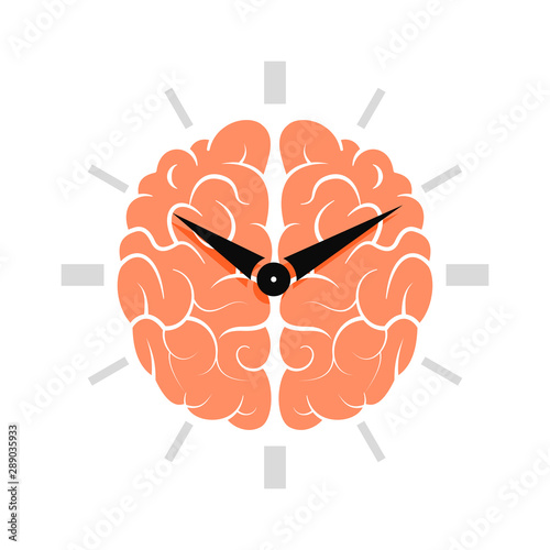 Brain with clock. The Circadian rhythm concept. 
