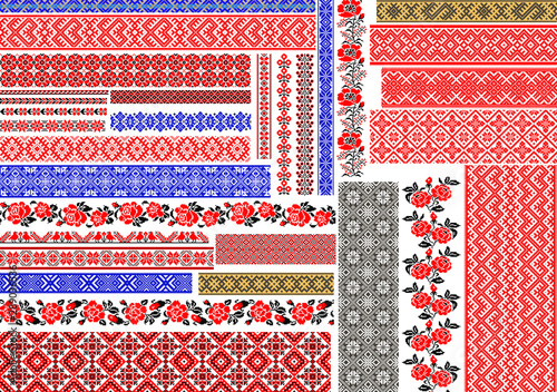 Traditional Ukrainian Seamless Ethnic Embroidery Patterns 