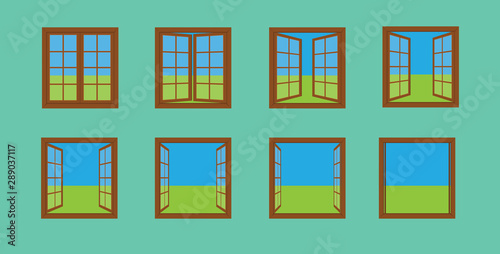 Window Open View Sequence Animation Vector