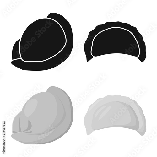 Vector design of products and cooking sign. Collection of products and appetizer stock symbol for web.