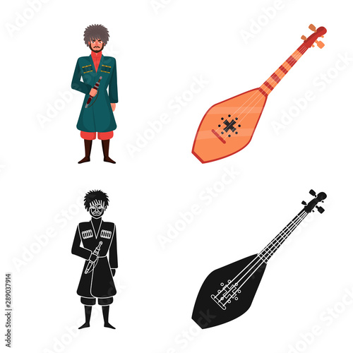 Isolated object of culture and sightseeing sign. Collection of culture and originality stock vector illustration.