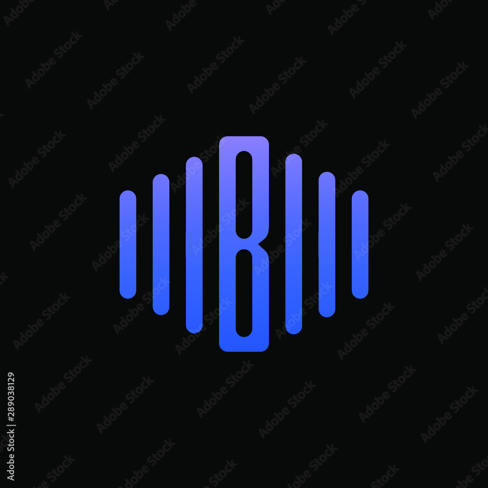 letter B abstract for information technology and digital. minimalist sound music equalizer icon. audio logotype Unique and simple element. -vector
