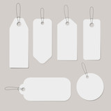 Vector set of white blank price tags. stock illustration