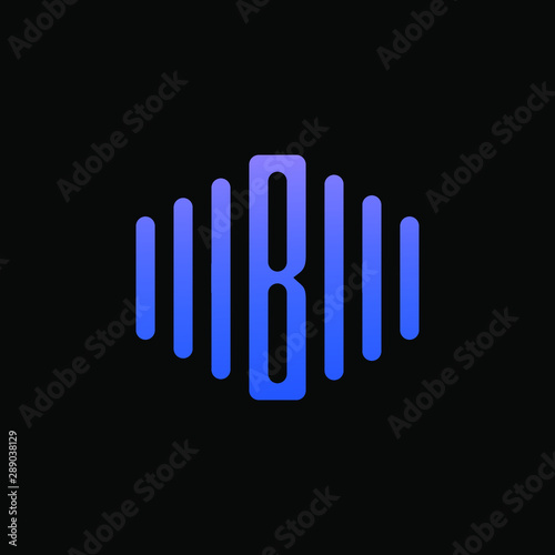 letter B abstract for information technology and digital. minimalist sound music equalizer icon. audio logotype Unique and simple element. -vector