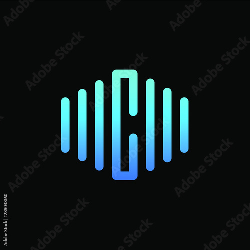 letter C abstract for information technology and digital. minimalist sound music equalizer icon. audio logotype Unique and simple element. -vector