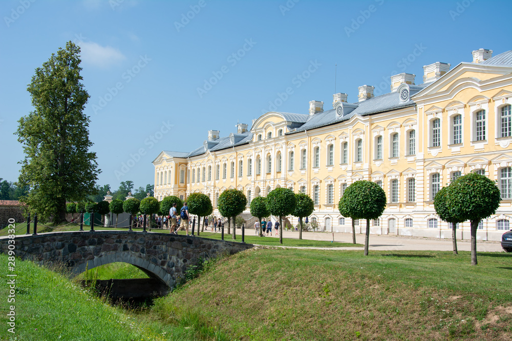 Rundale palace in sunny summer day view from side