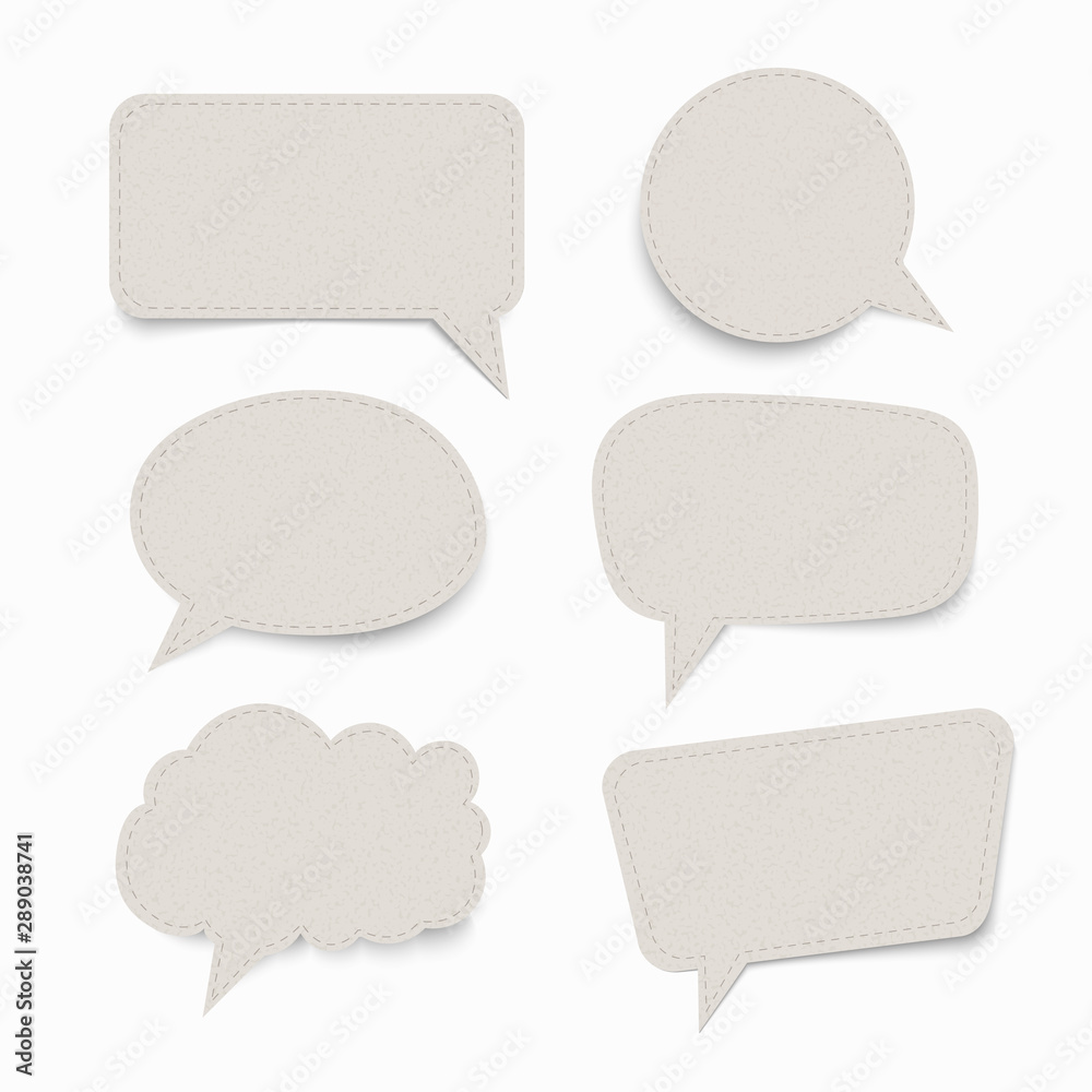 Set of paper speech bubbles with shadow. stock illustration