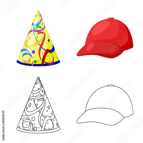 Isolated object of clothing and cap sign. Set of clothing and beret stock vector illustration.